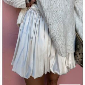 Uptown Aura Satin Bubble Hem Mini Skirt